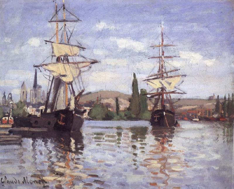 Claude Monet Ships Riding on the Seine at Rouen